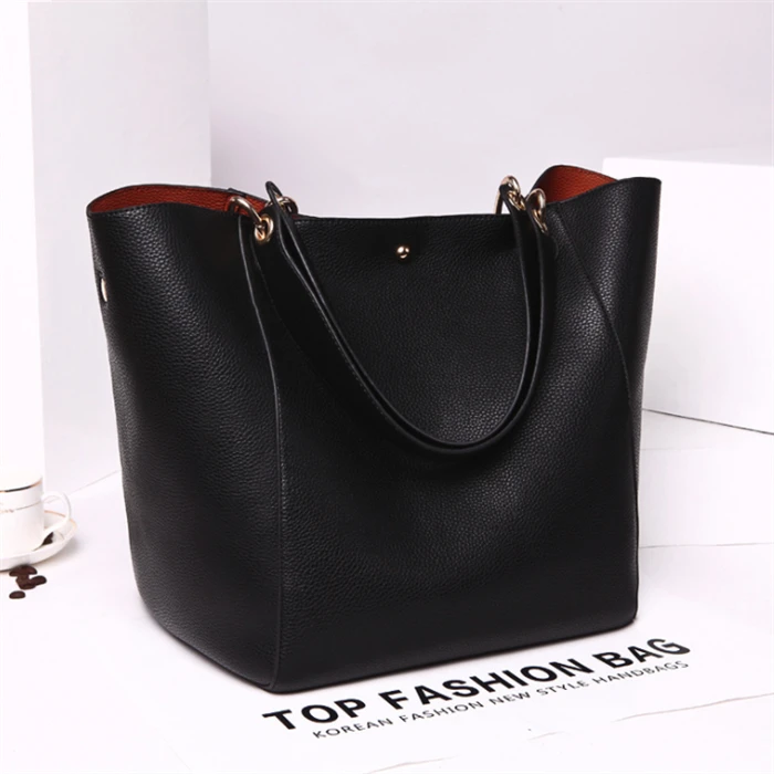 

Wholesale european style big size synthetic leather 2 pieces bucket bag women handbag set, Red, dark blue, black,brown