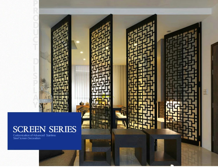 interior public hotel hall steel art screens partitions panel stainless steel 316 laser hollow cut decorative metal screen