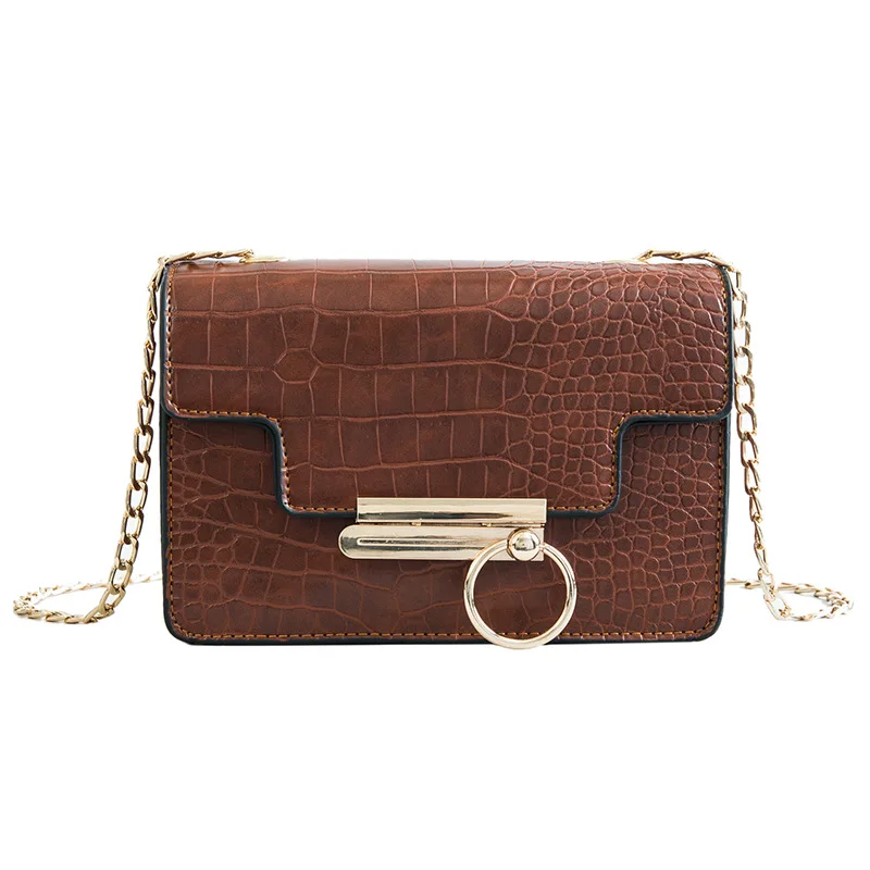 

Fashion PU Leather Handbags Women Retro Lock Satchel Alligator Pattern Crossbody Bag Small Square Bag