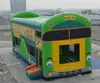 Attractive green jungle bus model inflatable combo equipment,inflatable bouncy slide castle