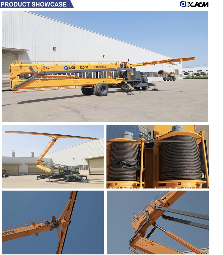 erecting crane by towing device