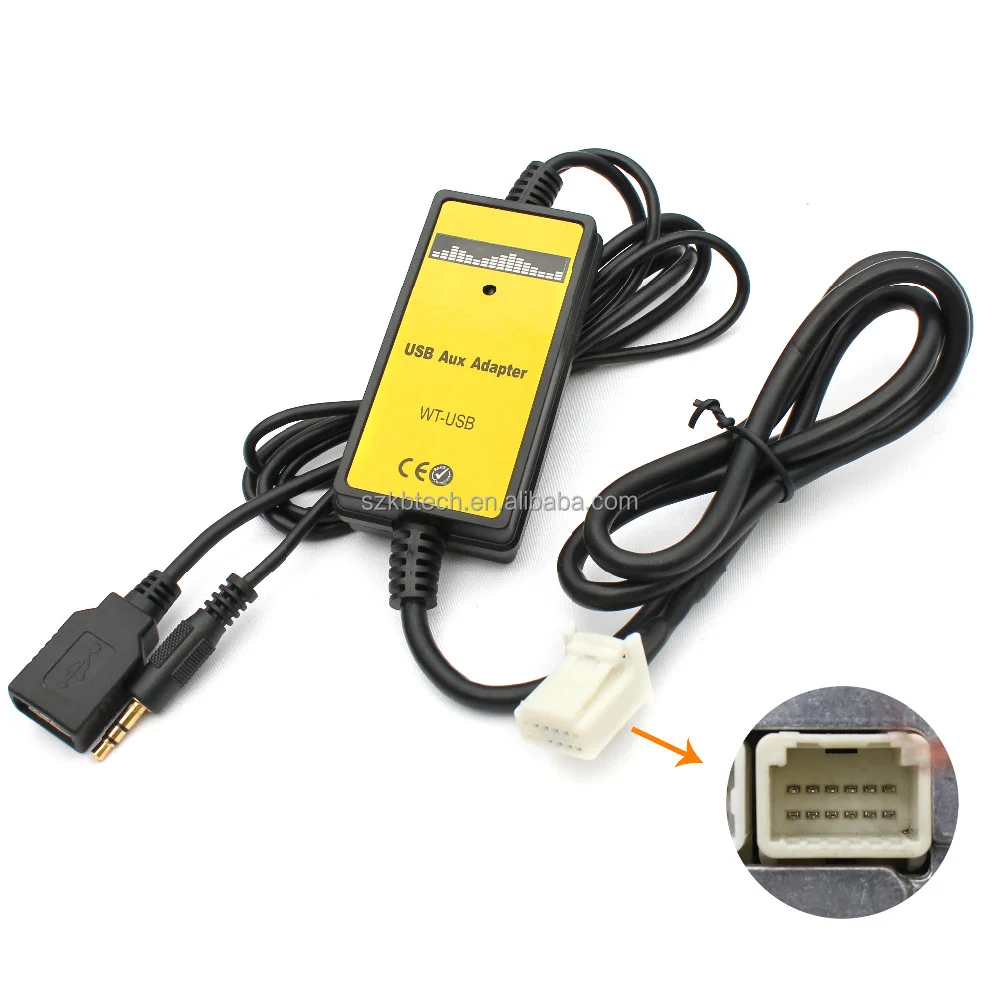 

Car MP3 USB AUX Adapter 3.5mm AUX interface CD Changer for Toyota Avensis RAV4 Auris Corolla, Black