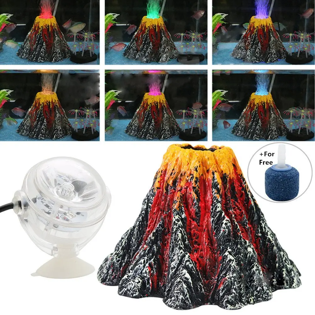 Buy Normei Aquarium Volcano Ornament Kit Colorful Led Spotlight