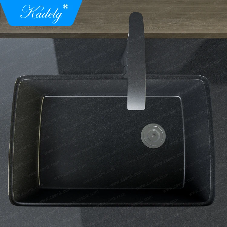 33" Single Bowl Black Quartz Stone Kitchen Sink