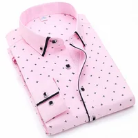 

Custom casual chemise homme 40cotton pink print mens dress shirts