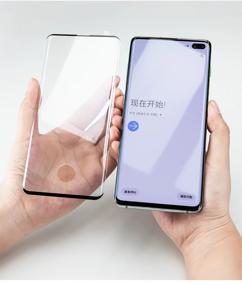 Customized 3D curved 9H tempered glass shockproof screen protector For Samsung S10 Plus with unlocked function