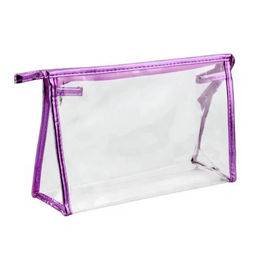 

Cosmetic Bag Custom Plastic PVC Clear Cosmetic Bag Travel Makeup Case, Purple /clear