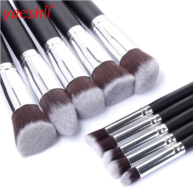 

yaeshii wholesale 10PCS High quality custom logo kabuki makeup brush set, Customized color