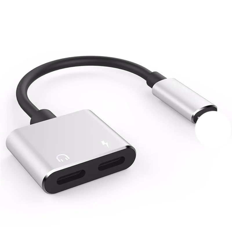 
2 in 1 Jack Charging Audio Adapter Double 8 pin Music or Call Headphone metal splitter Charger Converter for iPhone 8 IOS 12 