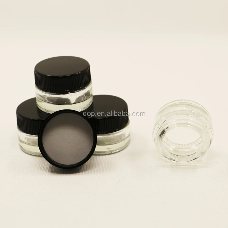 Unbreakable Transparent small glass jar 5ml food grade wax oil extract glass bho container with black lid