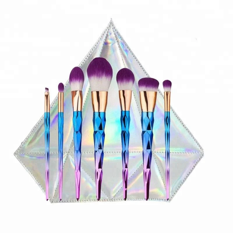 

Wholesale unicorn brush sets subulate makeup brush hand-made brush Private label, Silver