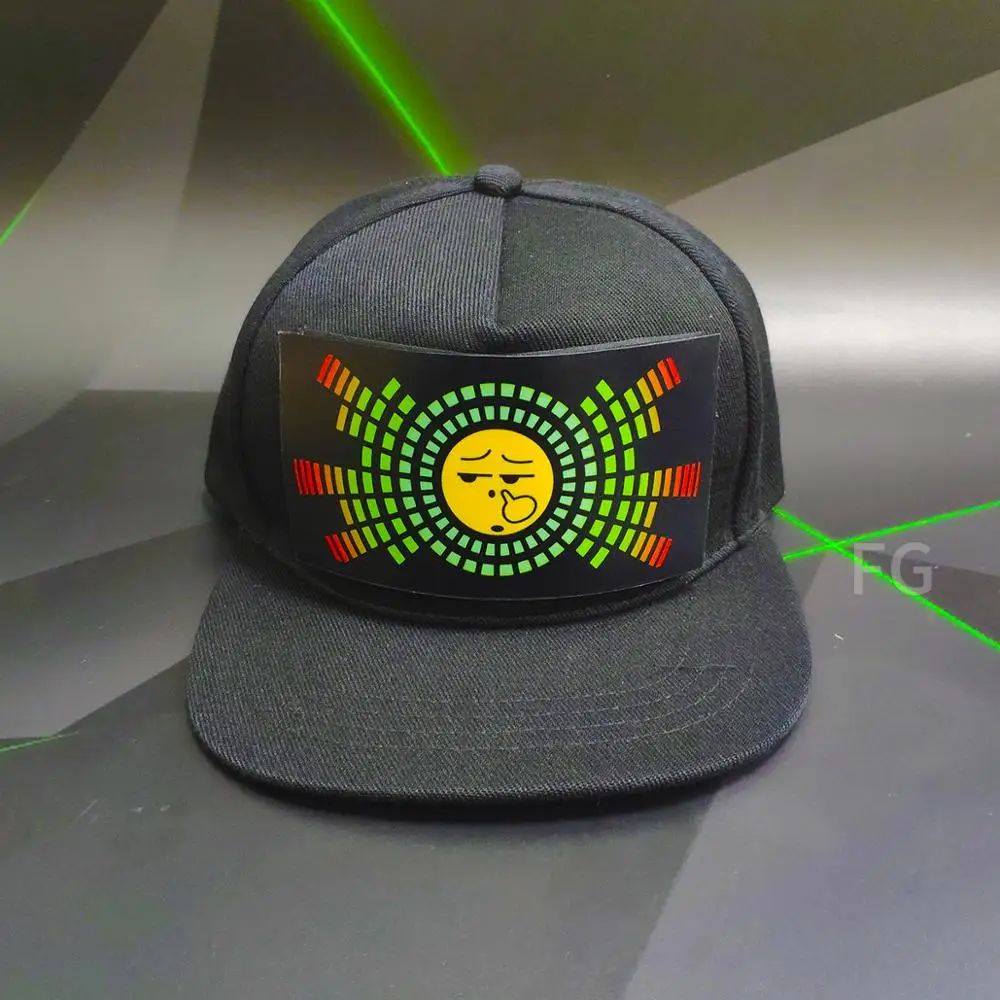 

new arrival high quality smeall face led el equalizer flashing light cap