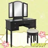 2016 Hot Sales Dressing Table Designs White/Black Makeup Dressing Table with 3 Mirror 4 Drawers Stool