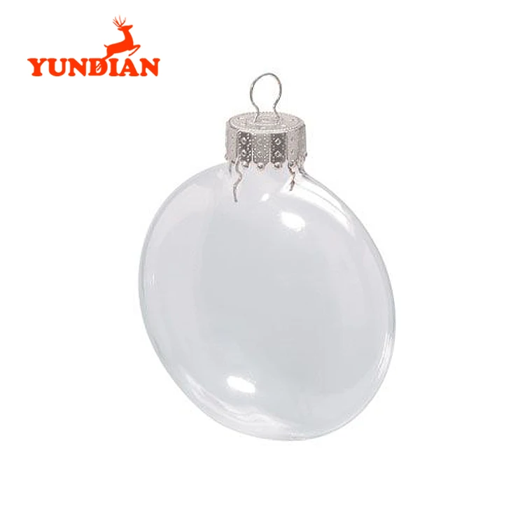 Wholesale Cheap Hanging Blank Clear Christmas Round Flat Glass Ball