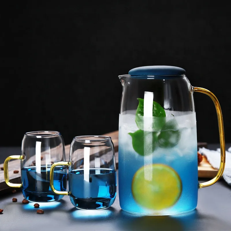 

Wholesale Heat Resistant Pyrex Glass Pitcher Glass Water Jug with lid Water Glass Jar, Transparent