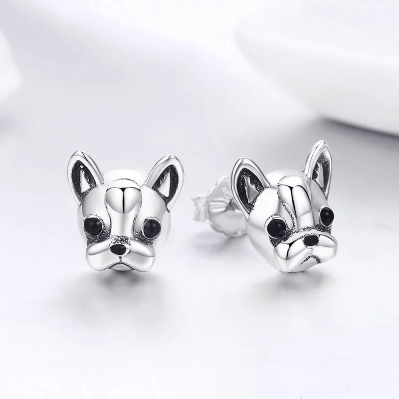 

Special Design 925 Sterling Silver French Bulldog Dog Animal Earring Women 2020