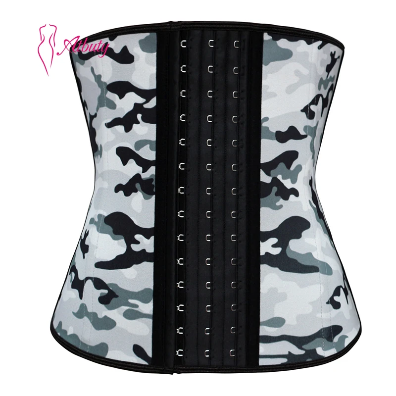 

ATBUTY Hot Sale Camouflage Women Tight Colombia 100% Latex Corset Waist Trainer, Grey camouflage