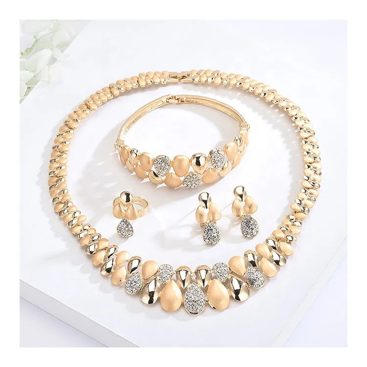S10141 Hot Sale Elegant Cubic Zirconia Wedding 4 Piece Jewelry Set  Bridal Of Dubai
