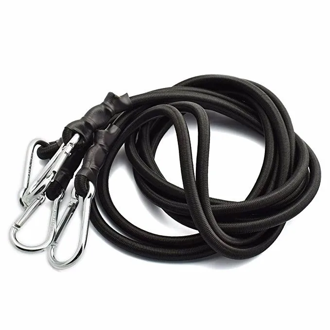 Superior Latex Heavy Duty Straps Elastic Rope Bungee Cord with Carabiner Hook 