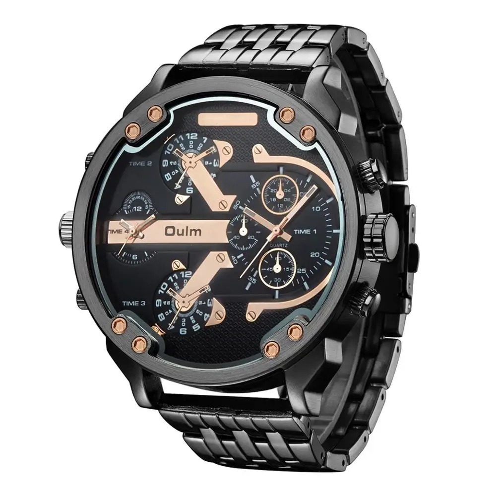 

Oulm Male Military Watches Gold Quartz-watch High Quality Top Brand Men Full Stainless Steel Wristwatch relogio masculino HT3548, 4 colors