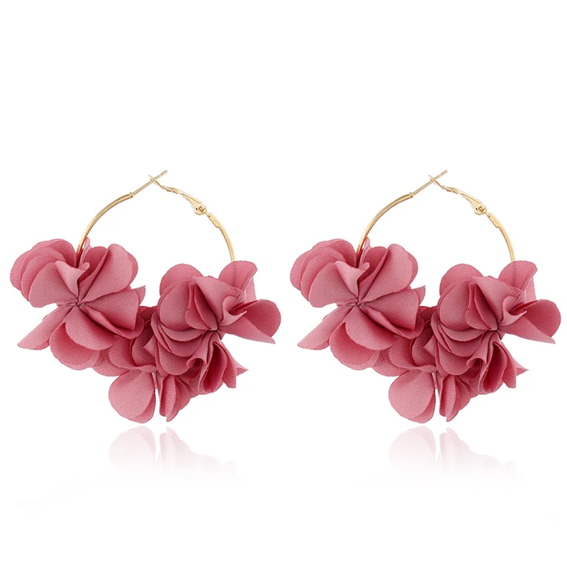 

Fashion gold pink flower earrings with hoop Wholesale NS93253, Colors