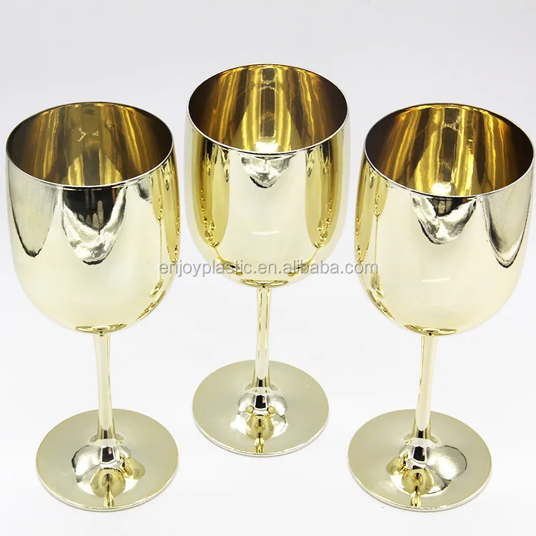 15oz Solid Color Round Reusable Color Plastic Gold Goblet Buy Color