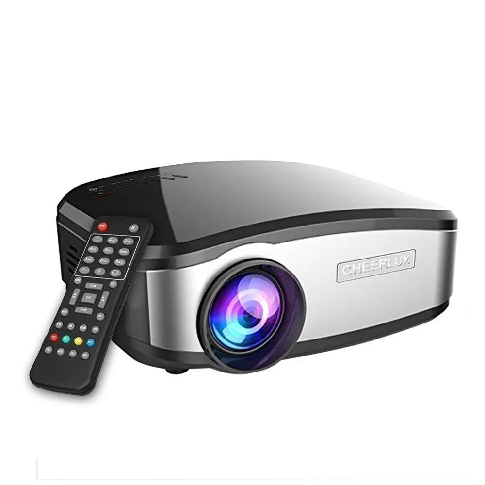 

Cheerlux digital video projector with hdmi & usb 3D supported 1200 lumens portable LED projector big scree low noise, White/black