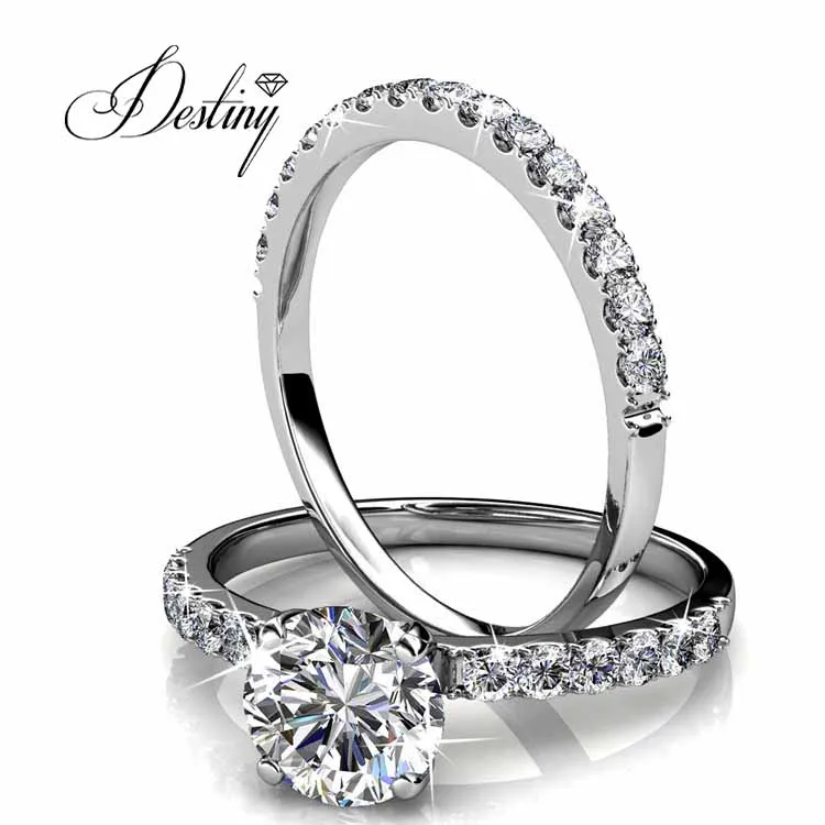 Destiny jewellery Оптовая Продажа Модные кольца для женщин Свадебные Кольца 18 к позолоченные Последние Дизайн с кристаллами от Swarovski