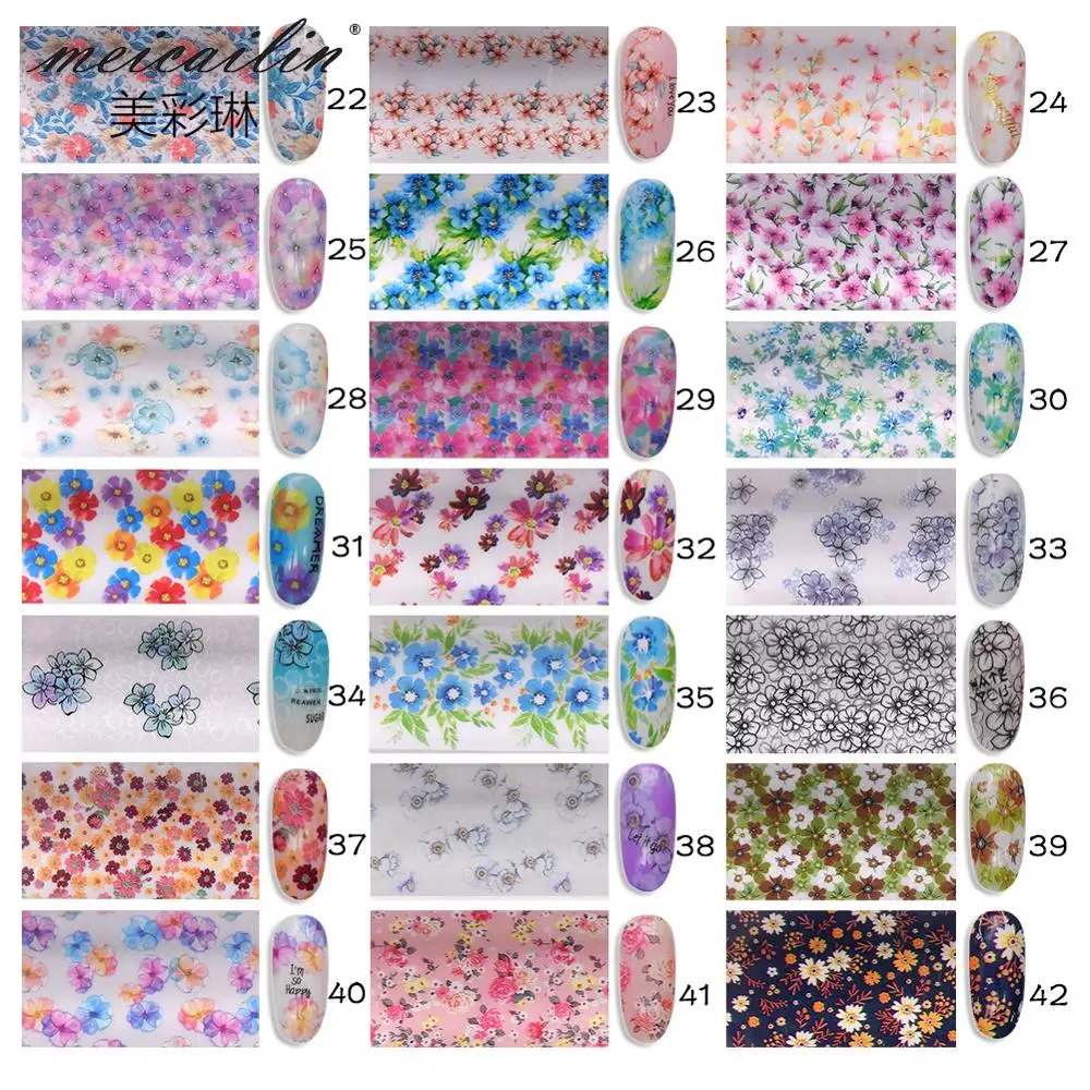 

Newest 4*100 cm Holographic Laser Transfer Paper 68 Designs Geometric Flower DIY Nail Art Stickers, Colorful