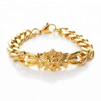 

OUMI Fashion Trend Stainless Steel Jewelry Punk Skull 18k Italian Gold Bracelet For Men