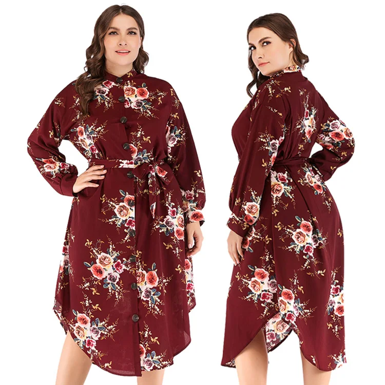 

Round neck ladies fashion clothes fat women dresses casual