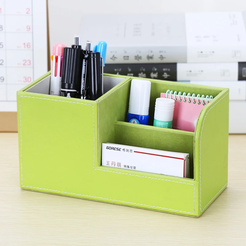 Office Supplies Desk Organizer Leather Storage Box Buy Leather
