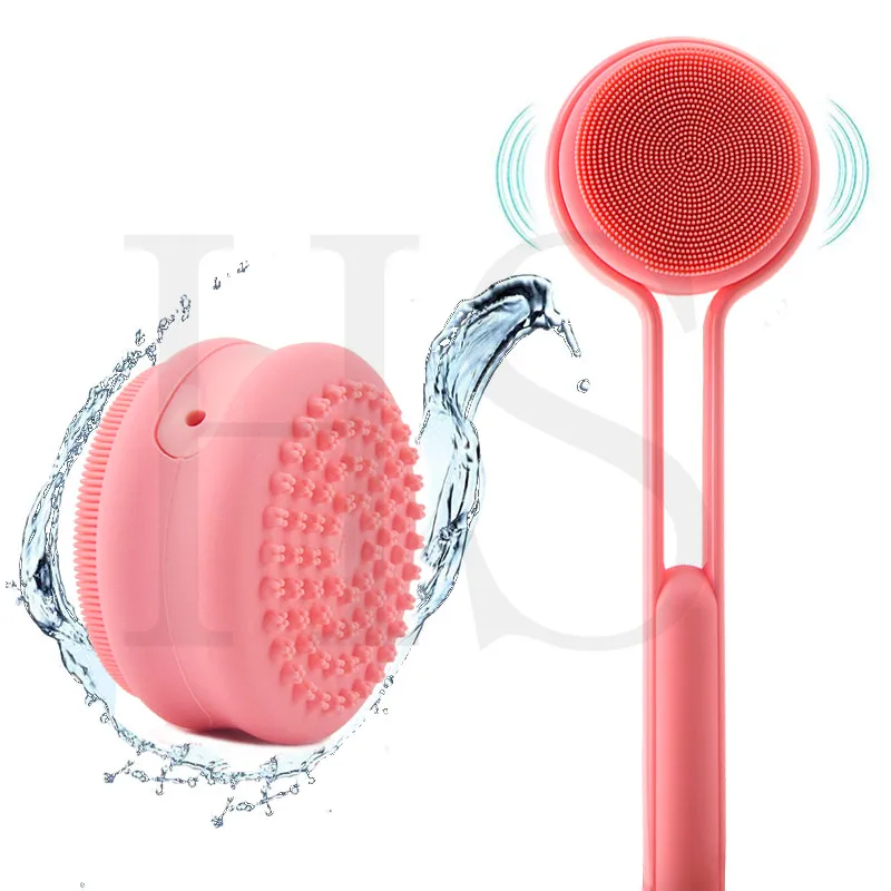 

IPX7 Waterproof Soft Silicone body Cleaning Electric Bath Body Brush Long handle brush