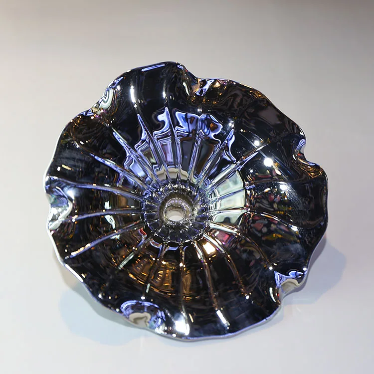 
Modern hand blown lotus art glass wall plates for home decoration 