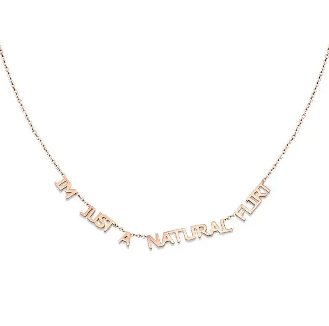 

3g Wholesale Simple Fashion High Quality Stainless Steel English Letter Necklace 18k Gold Plated, Gold , silver ,rose gold