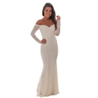 

Wholesale White Off Shoulder Maxi Evening Bridesmaid Wedding Dress