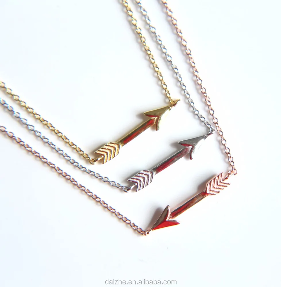 

18 gold plated 2021 high quality 925 silver women arrow charm silver chain necklace