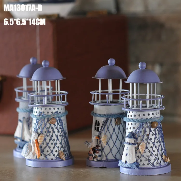 

Ywbeyond 14cm Mediterranean style home decor lighthouse decorations nautical decor iron candle holder