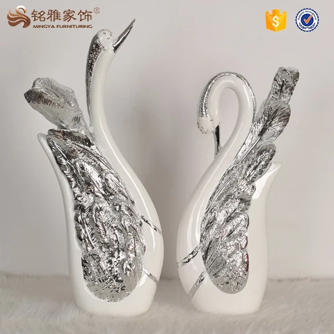 

Home decorations couple swan statues resin crafts wedding gifts, Rose gold,silver