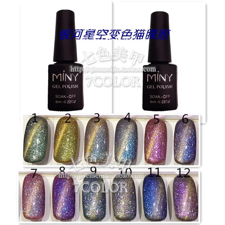 1pcs 6ml Chameleon Cat Eye Gel Nail Polish Soak Off UV Color Gel Free Shipping