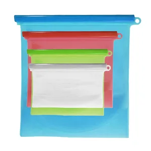 Image of 2019 New Design 500ml 1000ml 1500ml 4000ml Reusable Silicone Food Storage Bag for Fruit, Vegetables, Meat, Fish