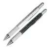Multifunction metal 6 in 1 tool ballpoint pen with stylus, level pen with level and screwdriver