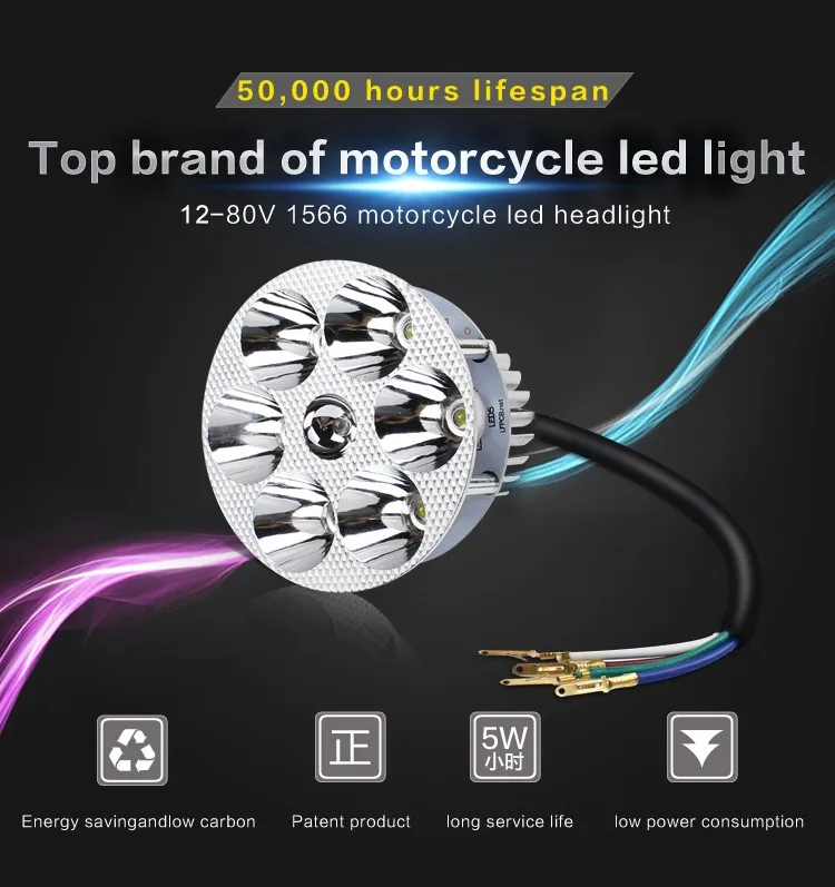 Electrombile LED headlight motorcycle Headlamps Super bright universal voltage built-in headlamps with 6 beads