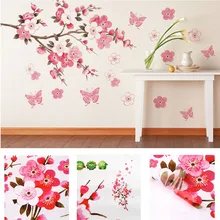 bathroom Flower Butterfly Wall Stickers decal Removable Peach Wall Sticker wallpaper quote poster decor para bedroom decoration