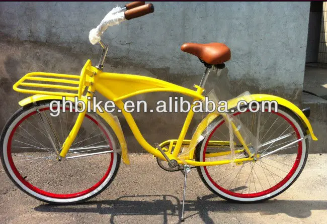 yellow beach cruiser bike