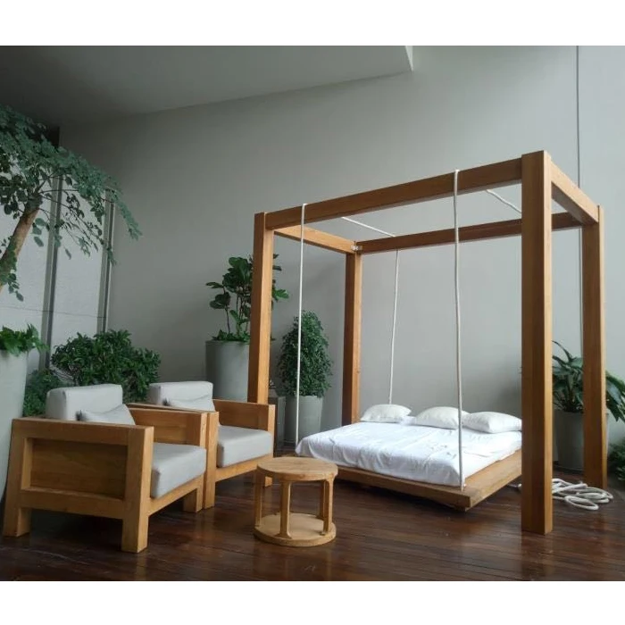 Luxury Solid Wood Teak Bed Set Garden Modern Cool Customized Queen King Size Swing Bed Buy Solid Wood Modern Bed Cool Swing Bed Set Teak Wood Furniture Product On Alibaba Com