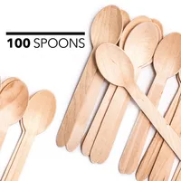 

Disposable Wooden Spoons - 200 Piece Set - 100% Natural, Eco-Friendly, Biodegradable & Compostable Utensils