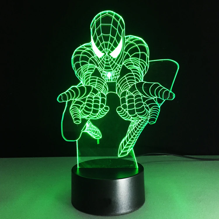 USB Cartoon SpiderMan 3D Table Atmosphere Lamp LED Night light for Kids Bedroom 