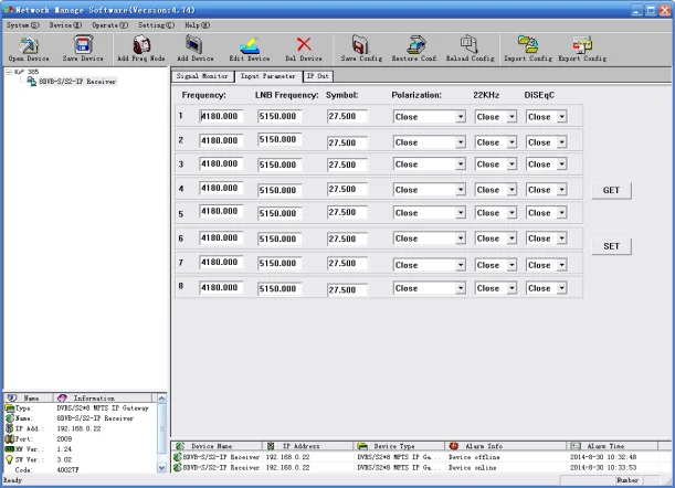 8 Channel Dvb-s2 Tuner Rf To Ip Mpts Hd Ird/8in1 Qpsk 8psk Ip Udp ...