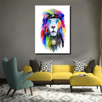 Modern Abstrak Colorful Hewan Singa Wajah Hd Fotografi Art Canvas Print Lukisan Poster Dinding Gambar Dekorasi Rumah Buy Kanvas Seni Cetak Hd